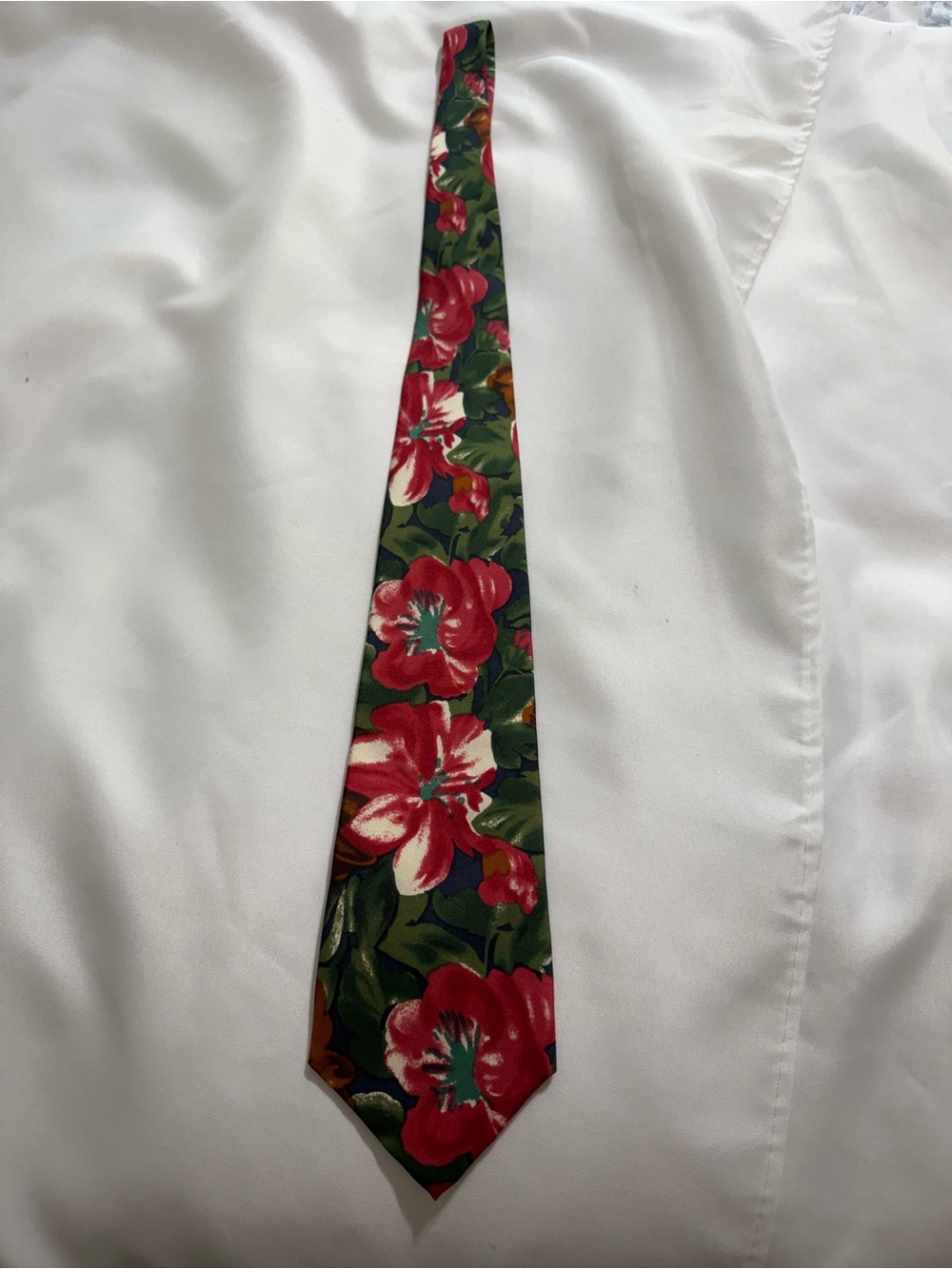 Floral Red & Green Men's Silk Tie